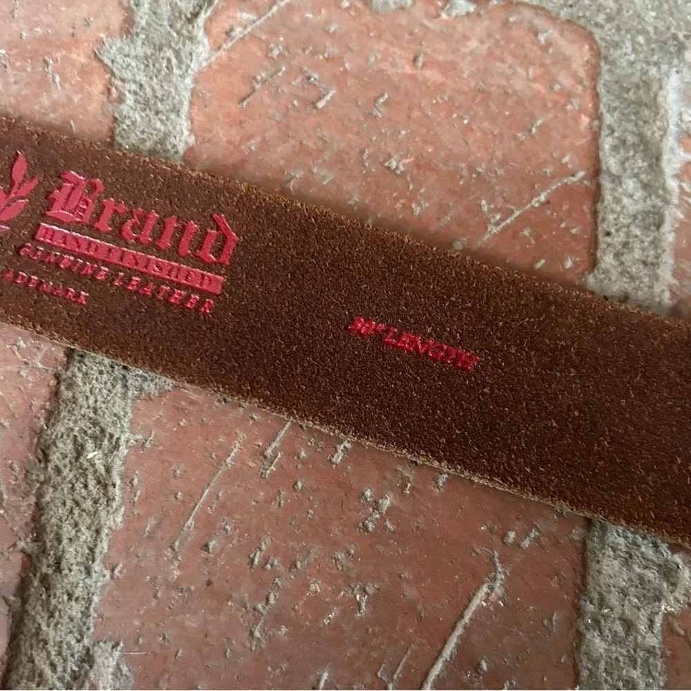 VTG Lucky Brand Brass Dragon Leather Belt Sz S